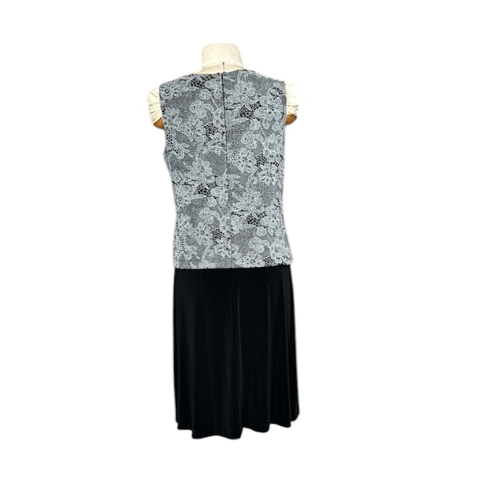Alex‎ Evenings 2 Piece Dress Jacket Set Formal Shimmer Floral Silver/Black 14 - Picture 6 of 17